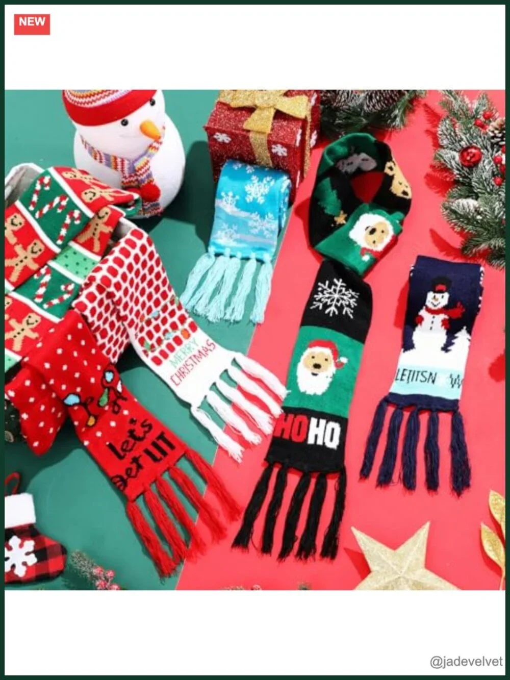 6 Pcs Unisex Soft Knitted Holiday Scarves with Tassels, Winter Wraps Gift Set